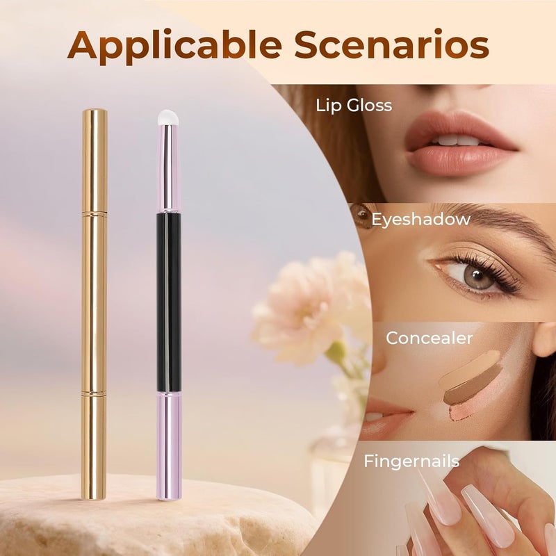Unaone 2Packs Lip Brush for Lipstick, Dual-Ended Silicone & Bristle Tips Lip Makeup Brush, Lipstick Brush for Lip Gloss - Image 4